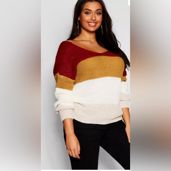 BOOHOO STRIPE KNOT BACK SWEATER - Picture 3 of 5